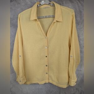 Soft Surroundings Size 2X Buttery Yellow Guazey Button Down Shirt